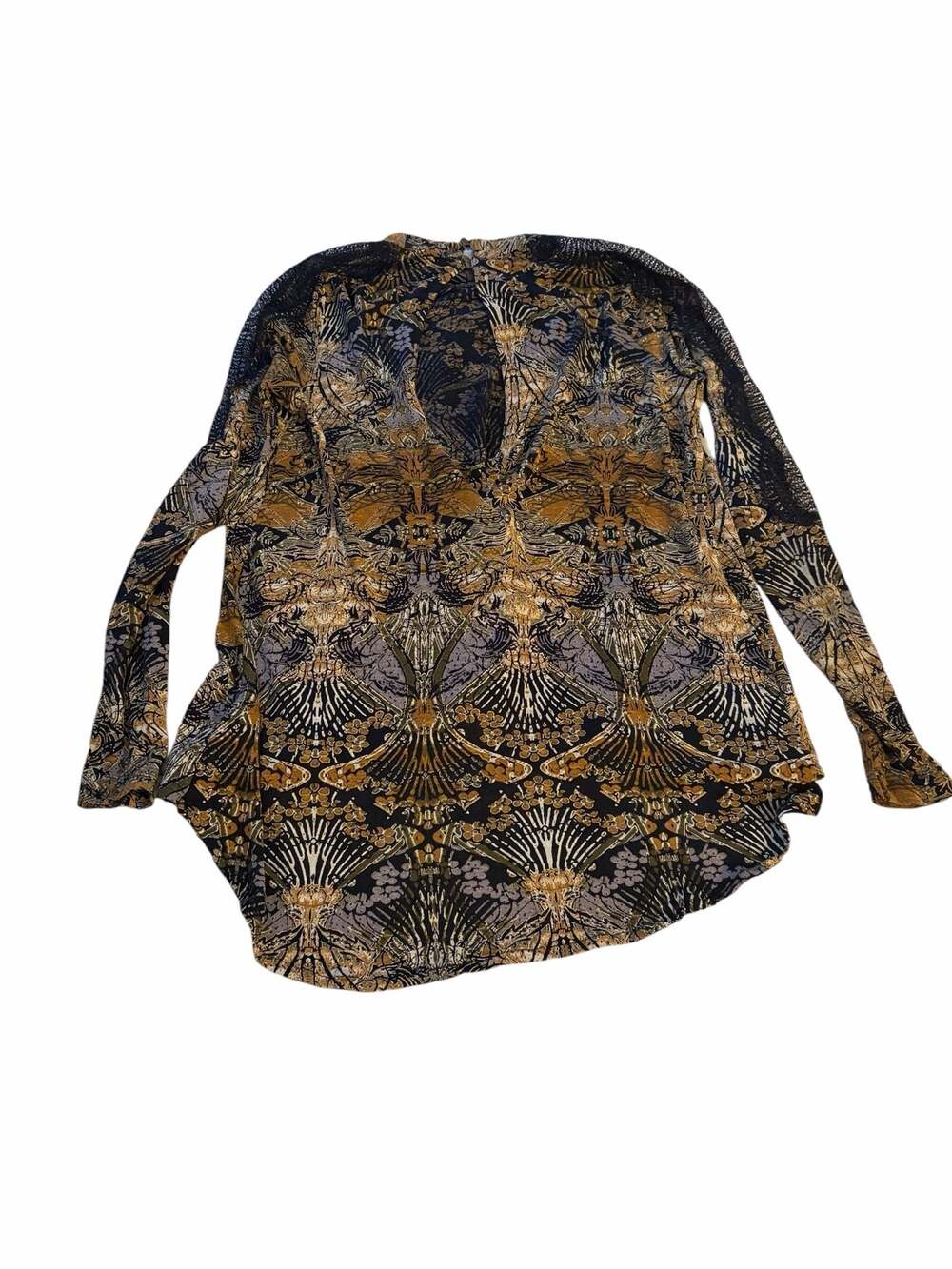 Free People Art Nouveau boho print Blouse with Lace - Picture 8 of 13